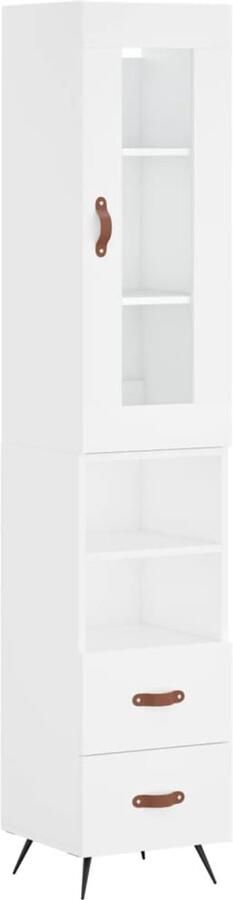VidaXL Hoge kast Wit 34 5x34x180 cm Bewerkt hout Hoge Kast Opbergkast Witte Kast Houten Kast - Foto 2