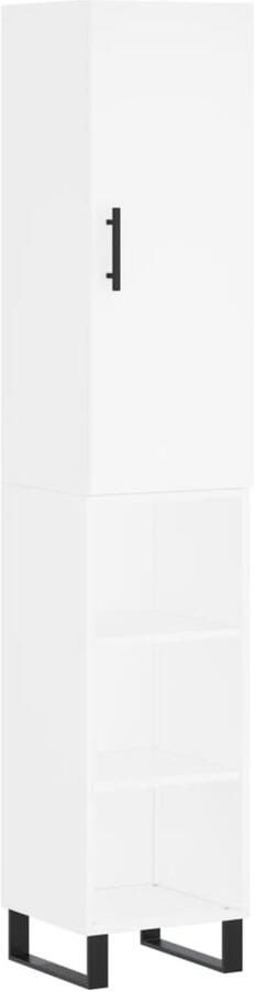 VidaXL Hoge kast Wit 34 5x34x180 cm Bewerkt hout Hoge Kast Houten Kast Witte Kast Opbergkast