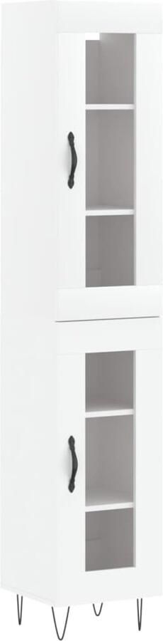VidaXL Hoge kast Wit 34 5x34x180 cm Hout Hoge Kast Witte Kast Houten Kast Opbergkast Woonkamerkast