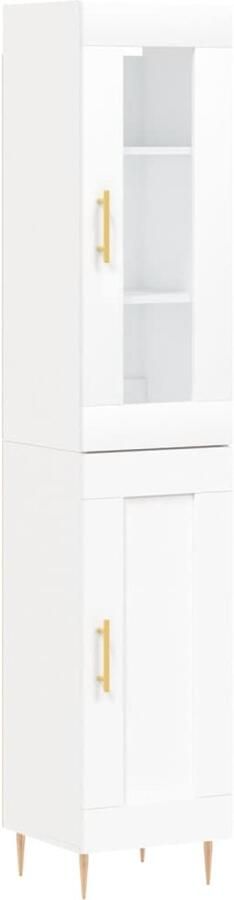 VidaXL Hoge kast Wit 34 5x34x180 cm Bewerkt hout Hoge Kast Dressoir Buffetkast Opbergkast Houten Kast