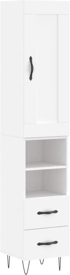 VidaXL Hoge Kast Wit 34 5x34x180 cm Bewerkt Hout Hoge Kast Houten Kast Wit Kast Opbergkast Living Room Furniture - Foto 2