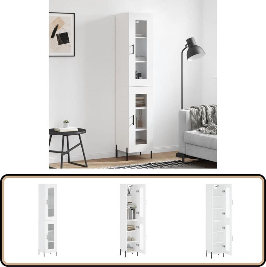 VidaXL Hoge Kast Wit 34 5x34x180 cm Hoge Kast Dressoir Buffetkast Opbergkast Witte Kast