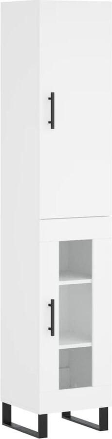 VidaXL Hoge Kast 180 cm Wit Bewerkt Hout & Metaal Hoge Kast Opbergkast Houten Kast Witte Kast - Foto 2