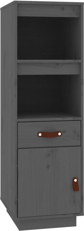 VidaXL Hoge kast Massief grenenhout Grijs Hoge Kast Kasten Grenoble Hout Vintage Kast Salontafel