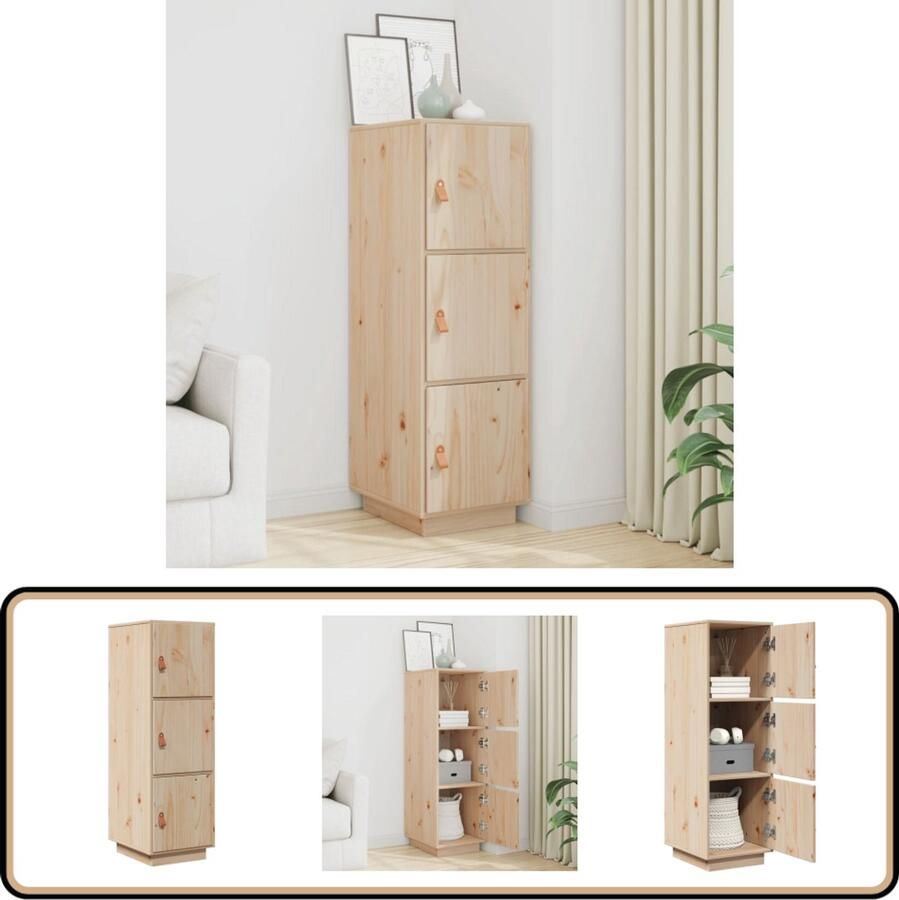 VidaXL Grenenhouten Kast Hoge Kast Hoge kast 34x40x108 5 cm massief grenenhout Vintage Kast Opslagmeubilair Kamerdecoratie