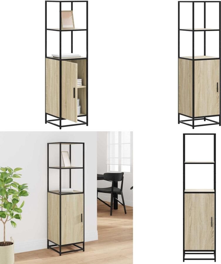 VidaXL Hoge kast 35 5x35x139 cm bewerkt hout en metaal sonoma eiken Hoge Kast Hoge Kasten Zijkast Hoge Opbergkast