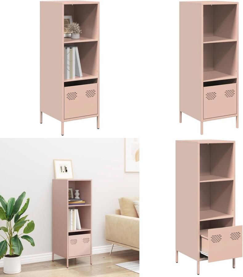 VidaXL Hoge kast 35x39x103 5 cm staal roze Hoge Kast Hoge Kasten Hoge Planken Boekenkast