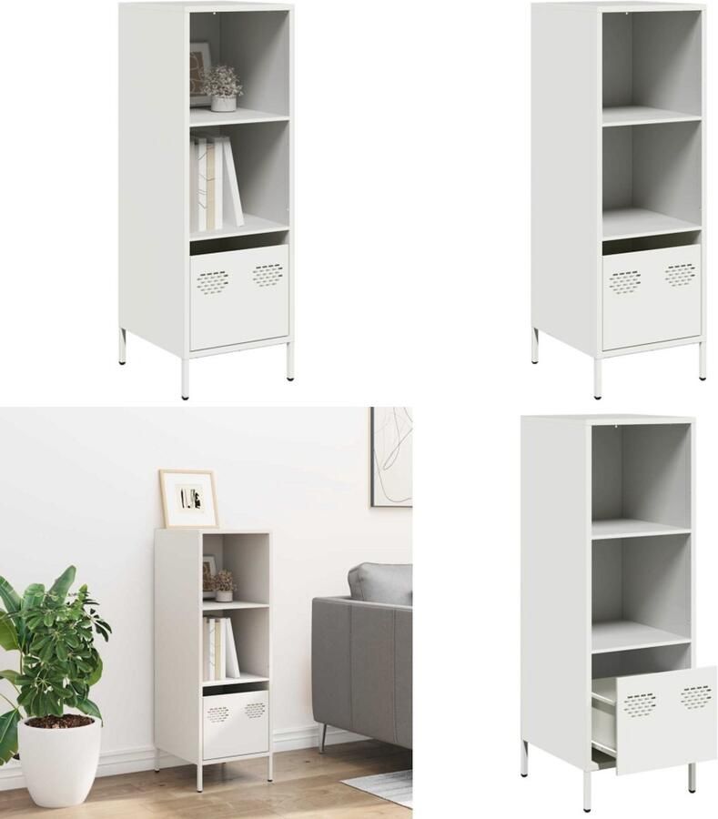 VidaXL Hoge kast 35x39x103 5 cm staal wit Hoge Kast Hoge Kasten Hoge Planken Boekenkast