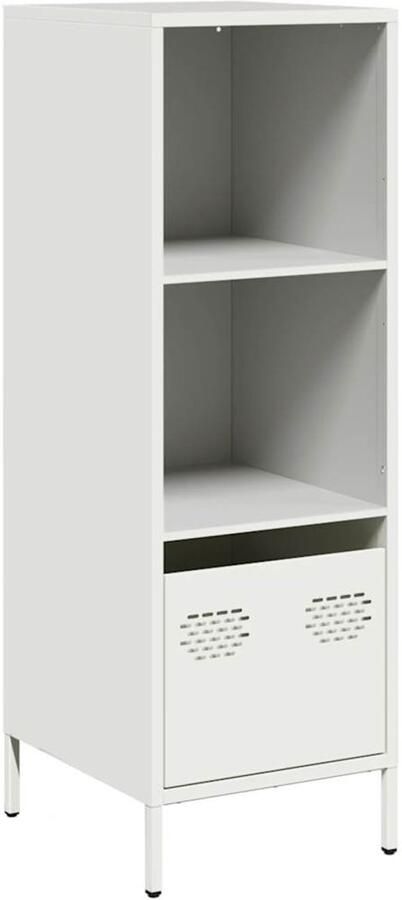 VidaXL Hoge kast Staal Wit 35x39x103 5 cm Hoge Kast Witte Kast Metaalkast Opbergkast Bureaulade
