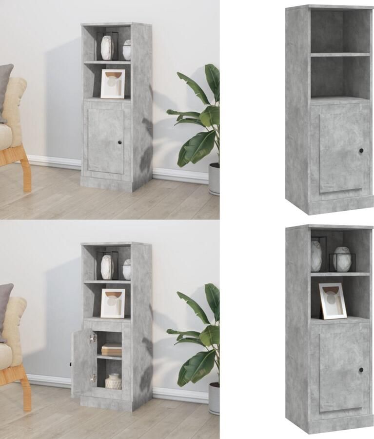 VidaXL Hoge kast 36x35-5x103-5 cm bewerkt hout betongrijs Hoge Kast Hoge Kasten Kast Opbergkast