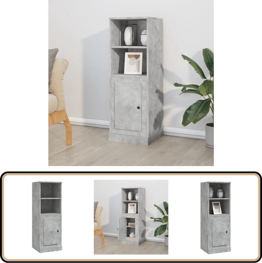 VidaXL Hoge kast Betongrijs Bewerkt hout 103 5 cm Hoge Kast Scandinavisch Design Betonnen Grijze Kast Houten Kast Opbergkast