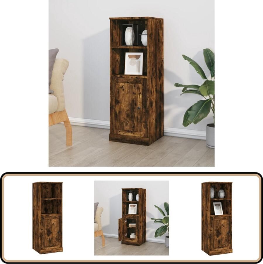 VidaXL Hoge kast 36x35 5x103 5 cm Gerookt eiken Hoge Kast Buffetkast Houten Kast Met Lade Opslagmogelijkheden