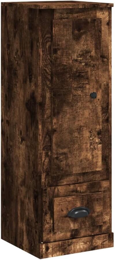 The Living Store Hoge kast 36x35 5x103 5 cm bewerkt hout gerookt eikenkleurig Hoge Kast Buffetkast Houten Kast Met Lade Opslagmogelijkheden - Foto 2