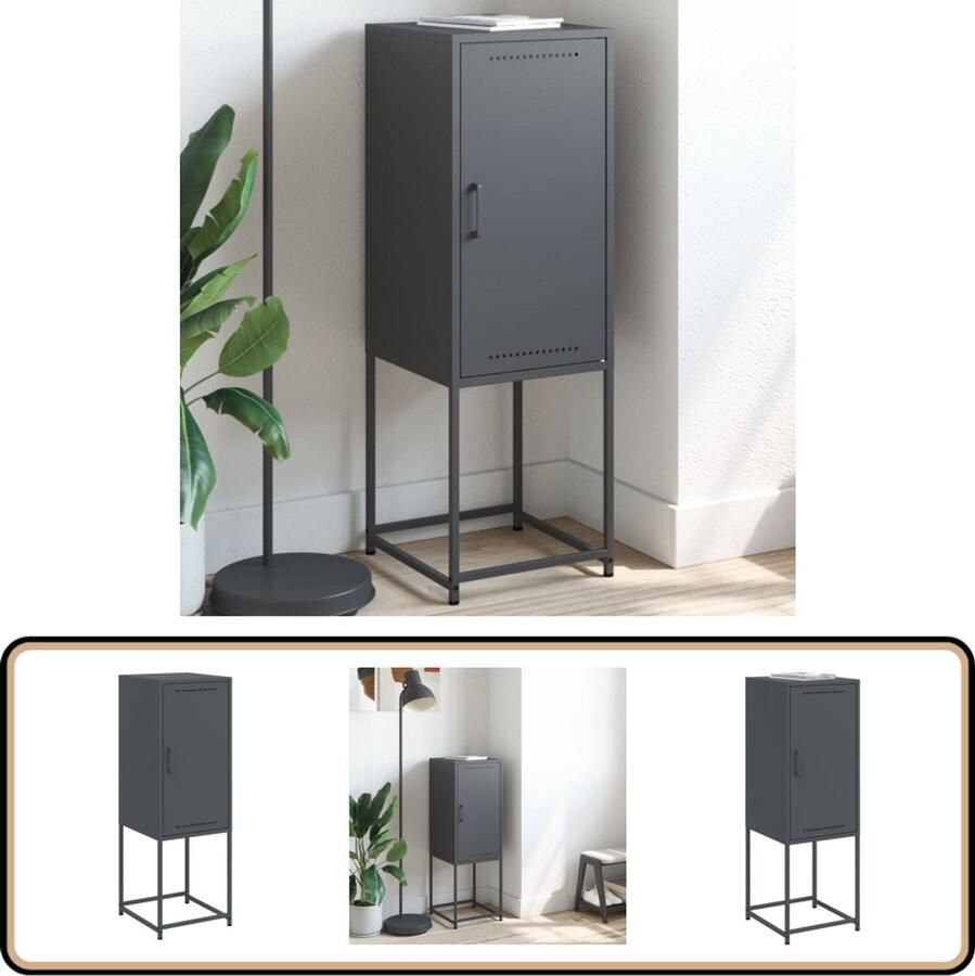 VidaXL Stalen Hoge Kast Antraciet 36x39x107 cm Industriele Kast Robuuste Kast Opbergkast Metalen Kast Staalkast - Foto 2