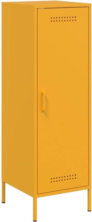 VidaXL Hoge kast Staal Mosterdgeel 36x39x113 cm Hoge Kast Industriële Stijl Mosterdgeel Staalkast Opbergkast
