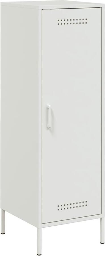 VidaXL Hoge kast Staal 36x39x113 cm Wit Opbergkast Industrieel Design Metalen Kast Staalkast Hoge Kast