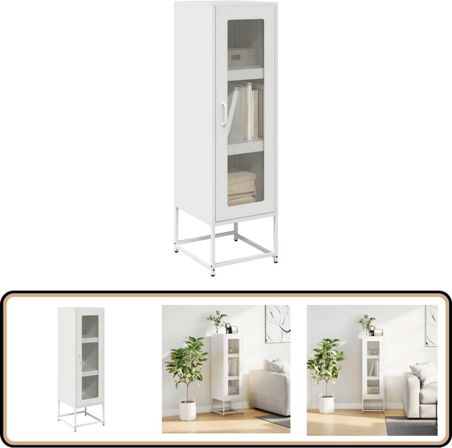 VidaXL Hoge kast 36x39x123 cm Wit Staal Hoge Kast Staalkast Opbergkast Keukenkast Salontafel
