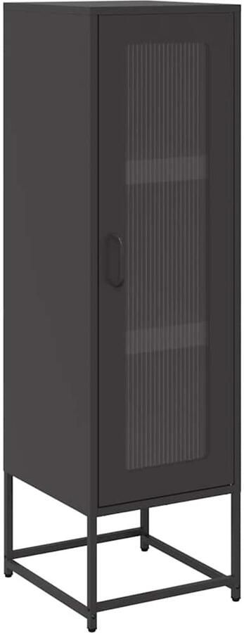 VidaXL Hoge Kast 36x39x123 cm Zwart Staal Hoge Kast Opbergkast Keukenkast Entree Kast Gangkast