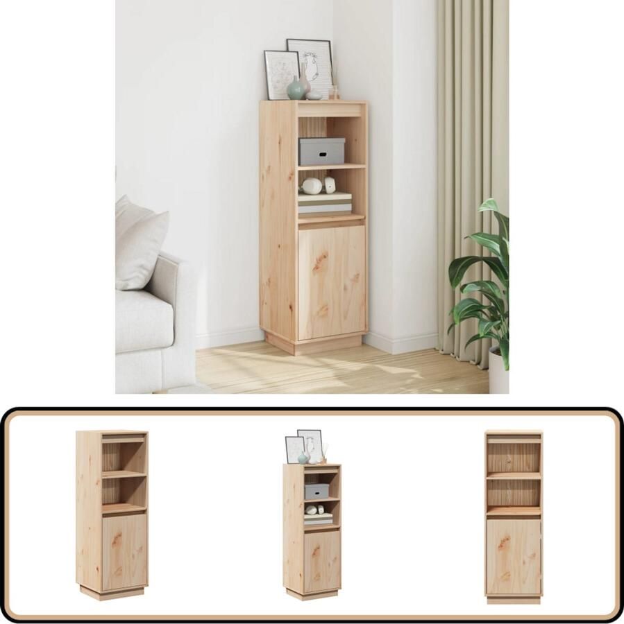 VidaXL Hoge kast 37x34x110 cm Massief grenenhout Hoge Kast Grenoble Hout Opbergkast Bibliotheekkast Side Table