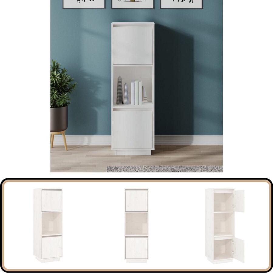 VidaXL Hoge kast wit 38x35x117 cm hout Hoge Kast Grenoblehouten Kast Witte Kast Opbergkast Boekenkast