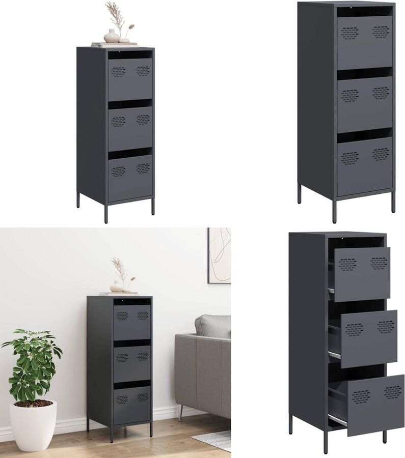 VidaXL Hoge kast 39x35x103 5 cm staal antracietkleurig Hoge Kast Hoge Kasten Hoge Planken Boekenkast