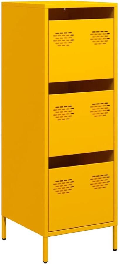 VidaXL Hoge Kast Hoge Kasten Hoge Planken Boekenkast Hoge kast 39x35x103 5 cm staal mosterdgeel