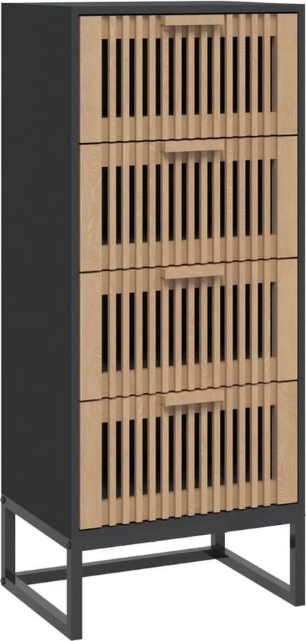 VidaXL Hoge kast Zwart 40x30x95 cm Hout & IJzer Hoge Kast Zwart Houtsoort Opslagruimte Boekenkast