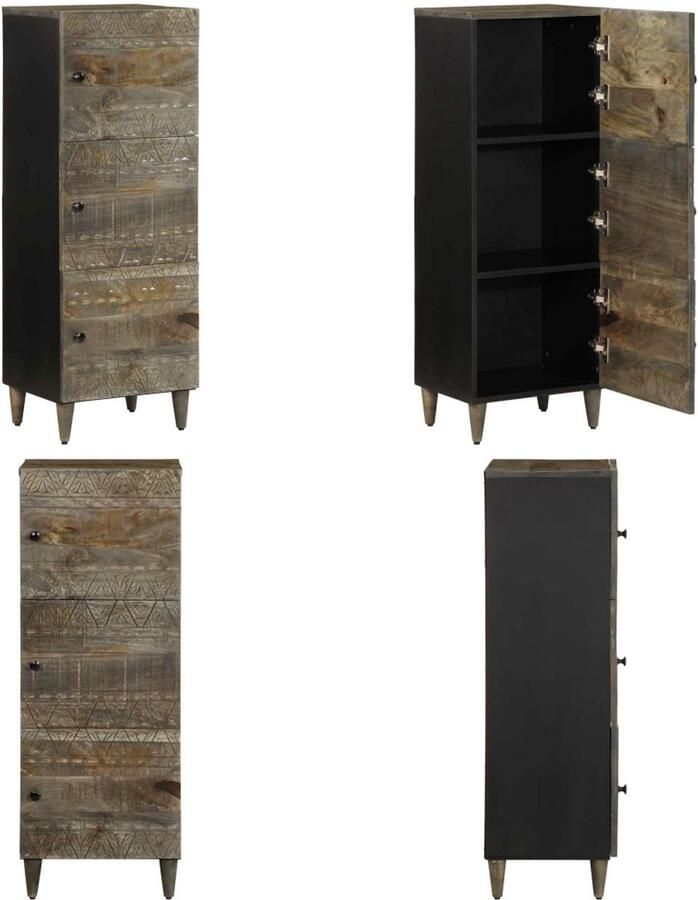 VidaXL Hoge kast 40x33x110 cm massief mangohout Highboard Hoge Planken Opbergkast Buffet