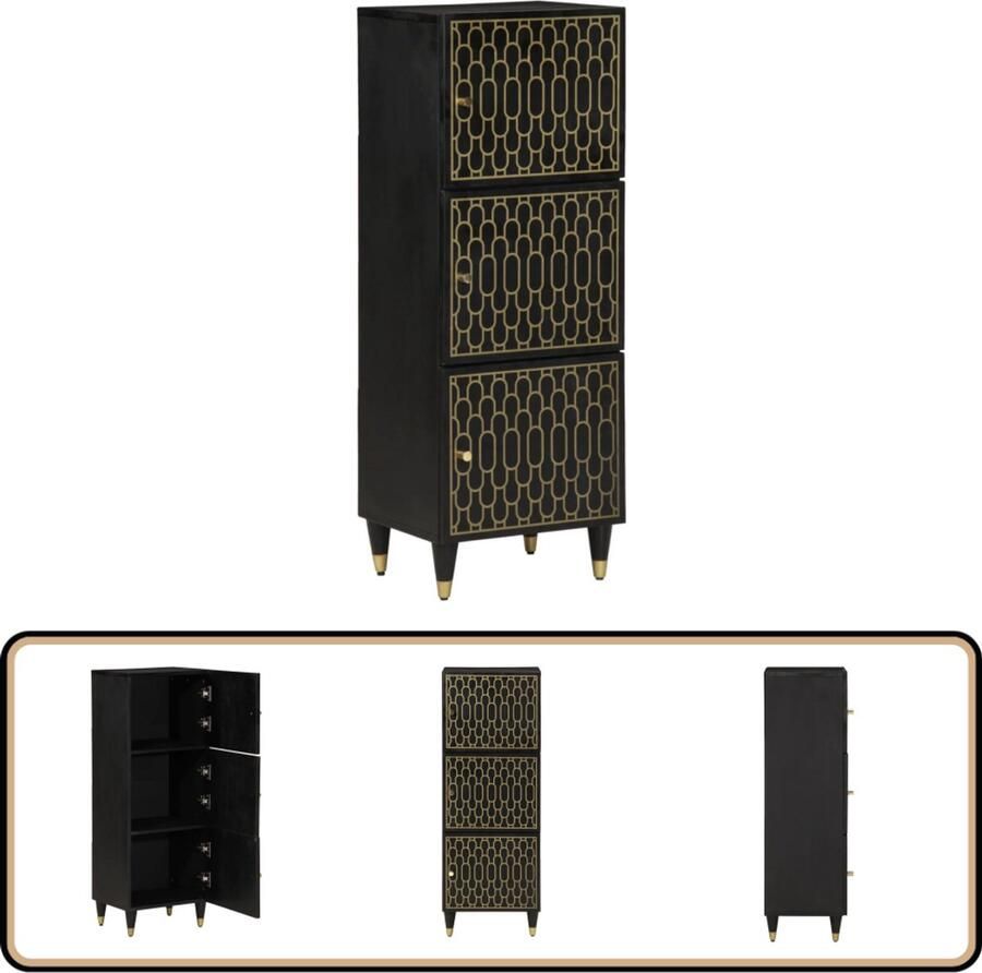 VidaXL Hoge kast Massief mangohout 40x33x110 cm Opbergkast Mangohout Kast Vintage Kast Industriële Kast Salontafel