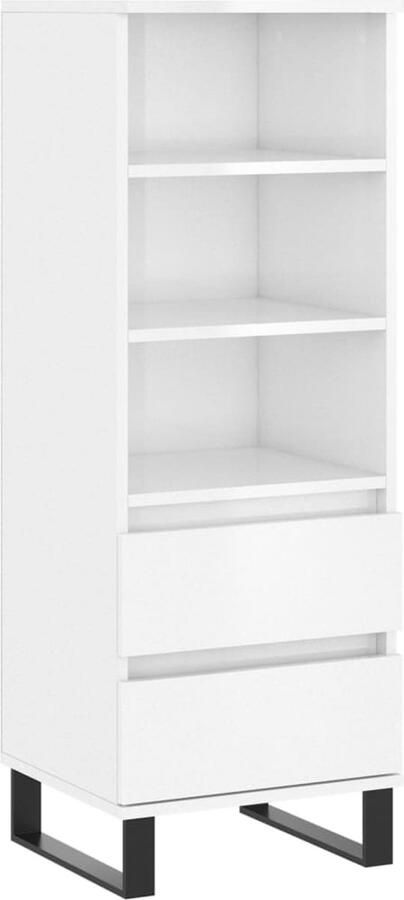 VidaXL Hoge kast 40x36x110 cm Hoogglans wit Bijzettafel Houten Kast Witte Kast Opslagkast Keukenkast - Foto 5
