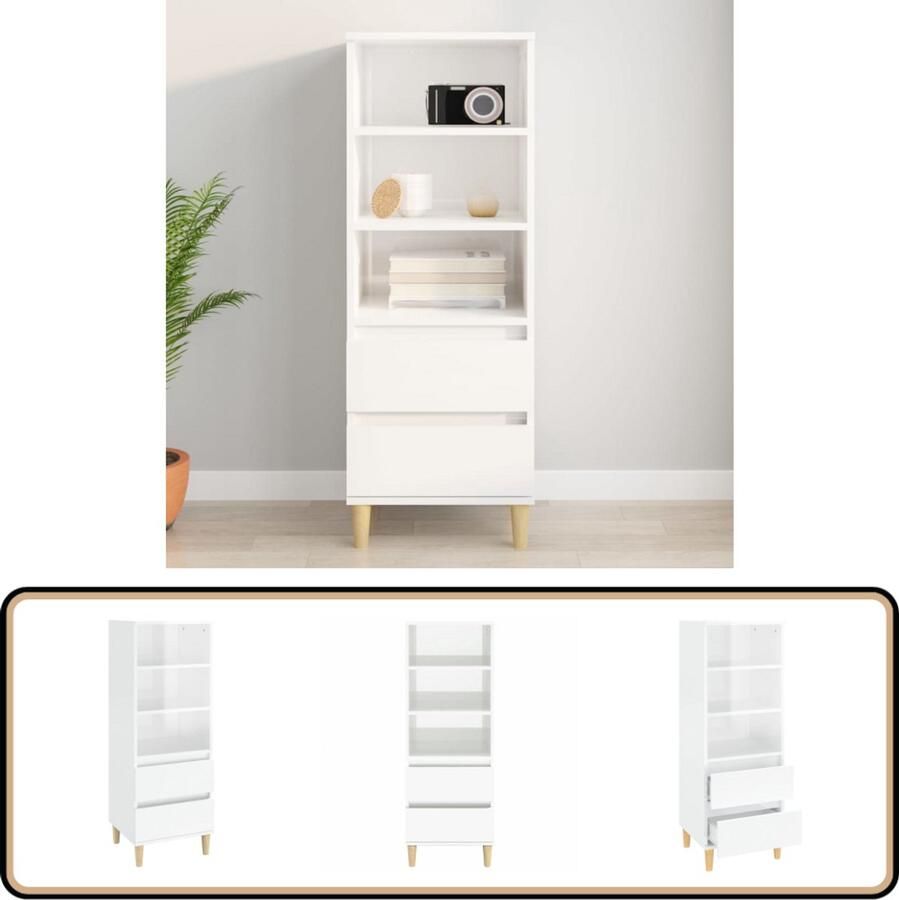 VidaXL Hoge kast 40x36x110 cm Hoogglans wit Bijzettafel Kast Opslagmeubilair Hoogglans Witte Kast Houtsoorten