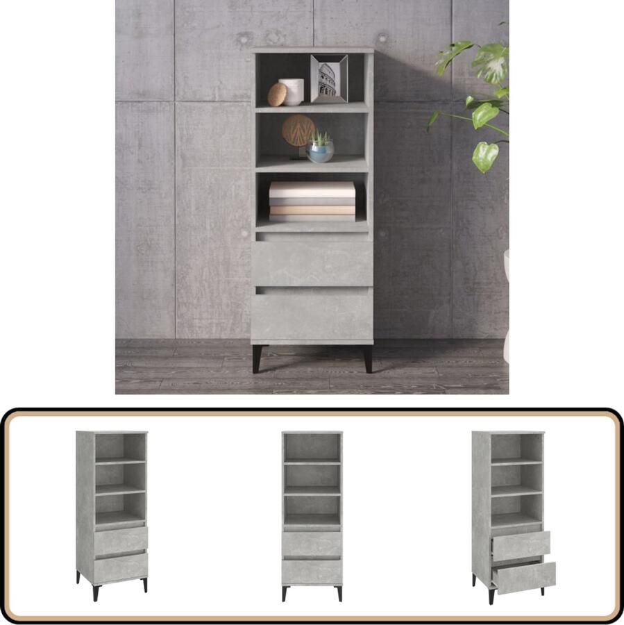 VidaXL Hoge Kast 40x36x110 cm Betongrijs Design Bijzettafel Industrieel Design Houten Kast Opslagkast Livingroom Furniture