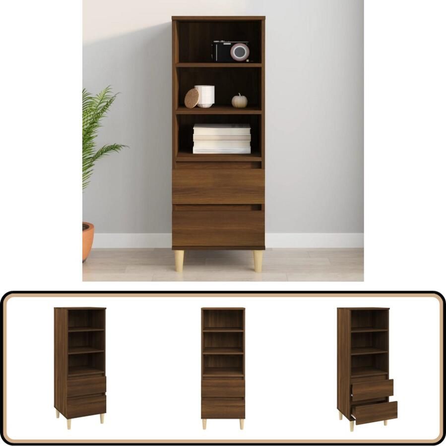 VidaXL Hoge kast Bruineiken 40x36x110 cm Bijzettafel Hoogste Kast Met Lade Bruine Eiken Meubels Vintage Kast
