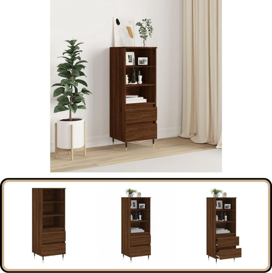 VidaXL Hoge kast Bruineiken 40x36x110 cm Hoge Kast Industrieel Design Houten Kast Bruine Kast Opbergkast - Foto 3