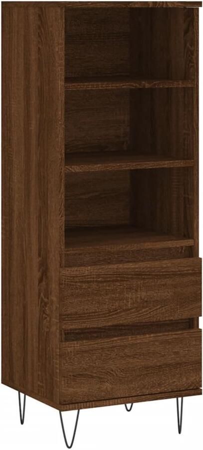 The Living Store Hoge kast 40x36x110 cm bewerkt hout bruineiken Hoge Kast Industrieel Design Houten Kast Bruine Kast Opbergkast - Foto 2