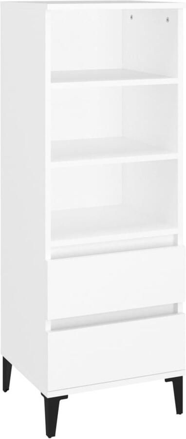 The Living Store Hoge kast 40x36x110 cm bewerkt hout wit Bijzettafel Houten Kast Opslagkast Vintage Kast Design Kast - Foto 3