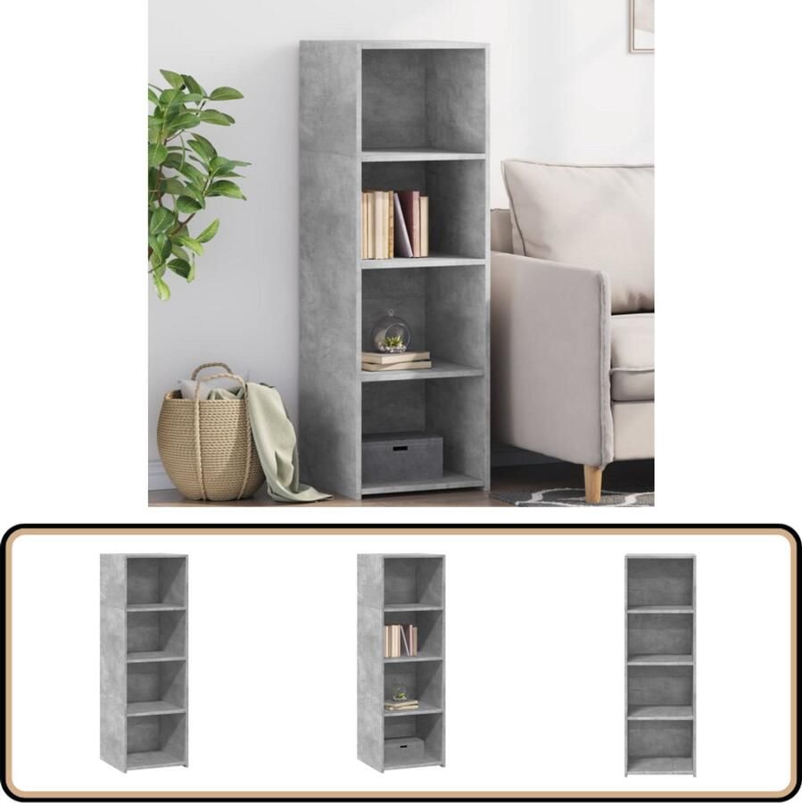 VidaXL Hoge Kast 40x41x124 cm Betongrijs Hoge Kast Scandinavische Stijl Opbergkast Betongrijs Houten Kast