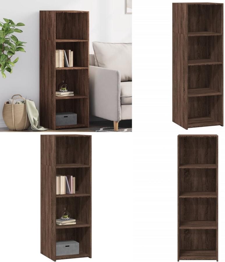 The Living Store Hoge kast 40x41x124 cm bewerkt hout bruin eikenkleur Opbergkast Houten Kast Bruine Eiken Kast Scandinavisch Design Living Room Furniture