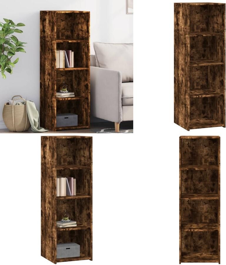 VidaXL Hoge kast 40x41x124 cm bewerkt hout gerookt eikenkleurig Hoge Kast Hoge Kasten Hoog Dressoir Hoge Kast Woonkamer