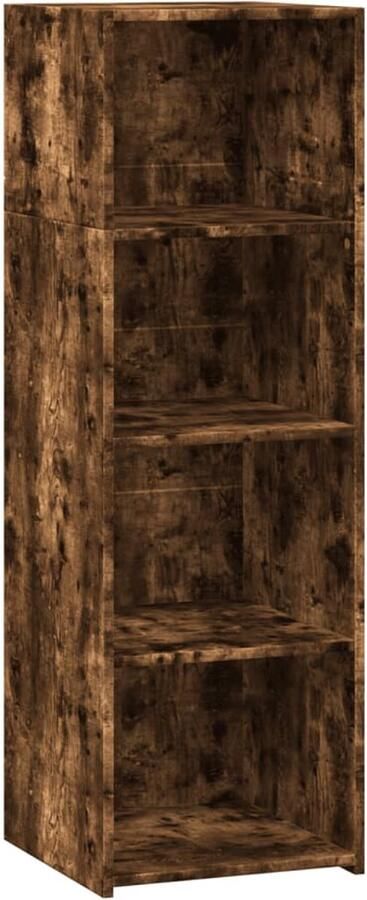 The Living Store Hoge kast 40x41x124 cm bewerkt hout gerookt eikenkleurig Opbergkast Scandinavisch Design Houten Kast Gerookt Eiken Hoogglans Kast