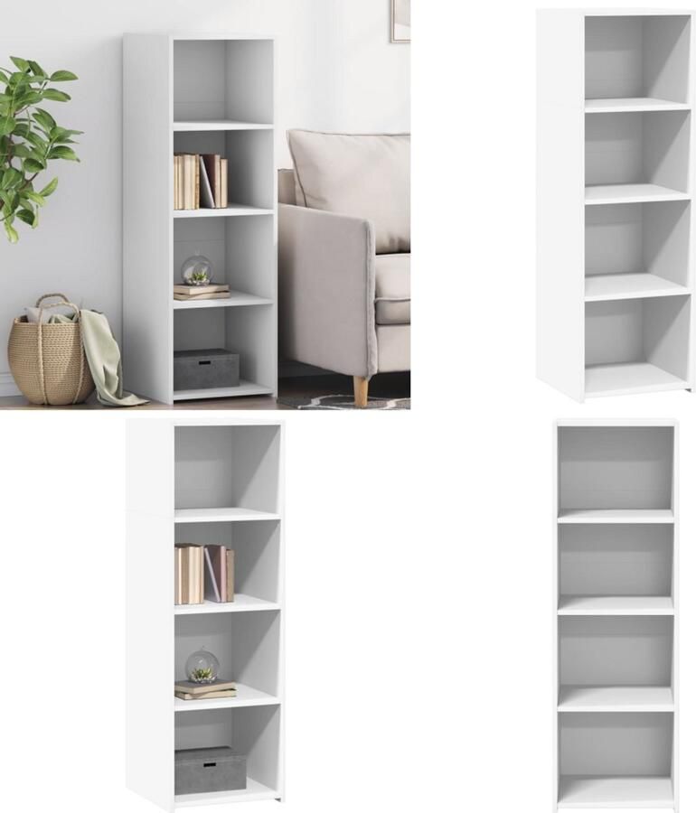 VidaXL Hoge kast 40x41x124 cm bewerkt hout wit Hoge Kast Hoge Kasten Hoog Dressoir Hoge Kast Woonkamer