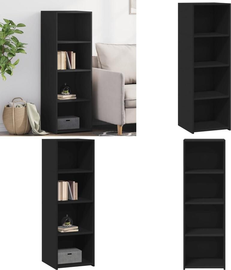 VidaXL Hoge kast 40x41x124 cm bewerkt hout zwart Hoge Kast Hoge Kasten Hoog Dressoir Hoge Kast Woonkamer