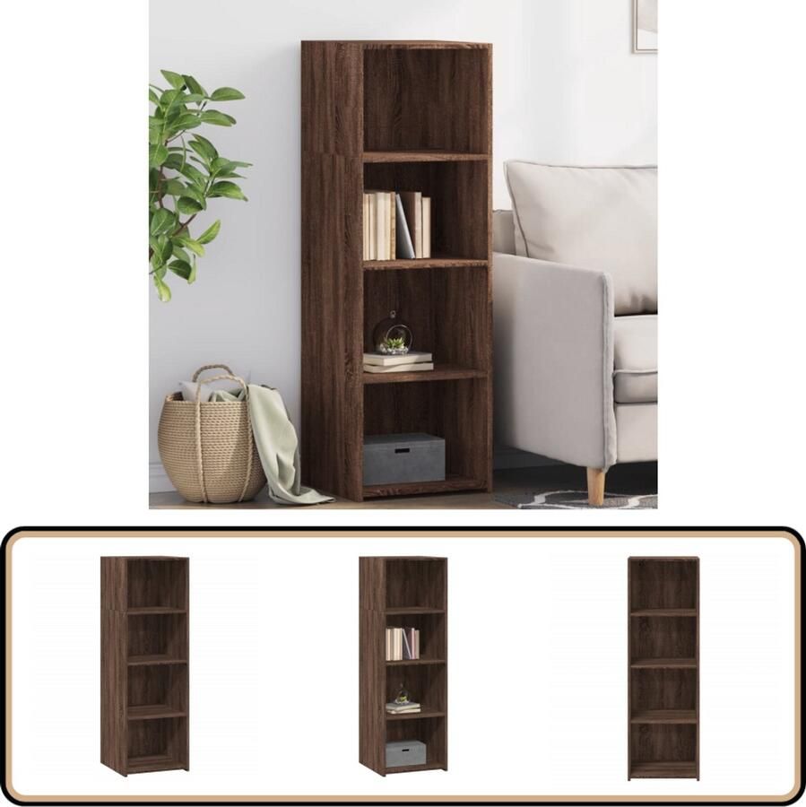 The Living Store Hoge kast 40x41x124 cm bewerkt hout bruin eikenkleur Opbergkast Houten Kast Bruine Eiken Kast Scandinavisch Design Living Room Furniture - Foto 3