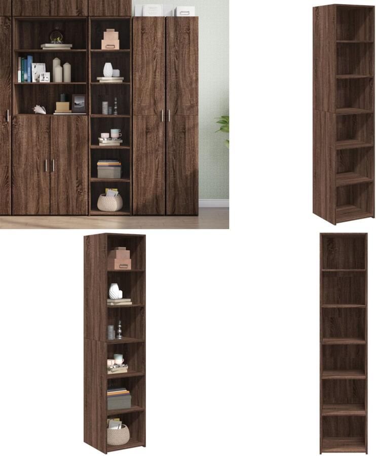 VidaXL Hoge kast 40x41x185 cm bewerkt hout bruin eikenkleurig Hoge Kast Hoge Kasten Hoog Dressoir Hoge Kast Woonkamer