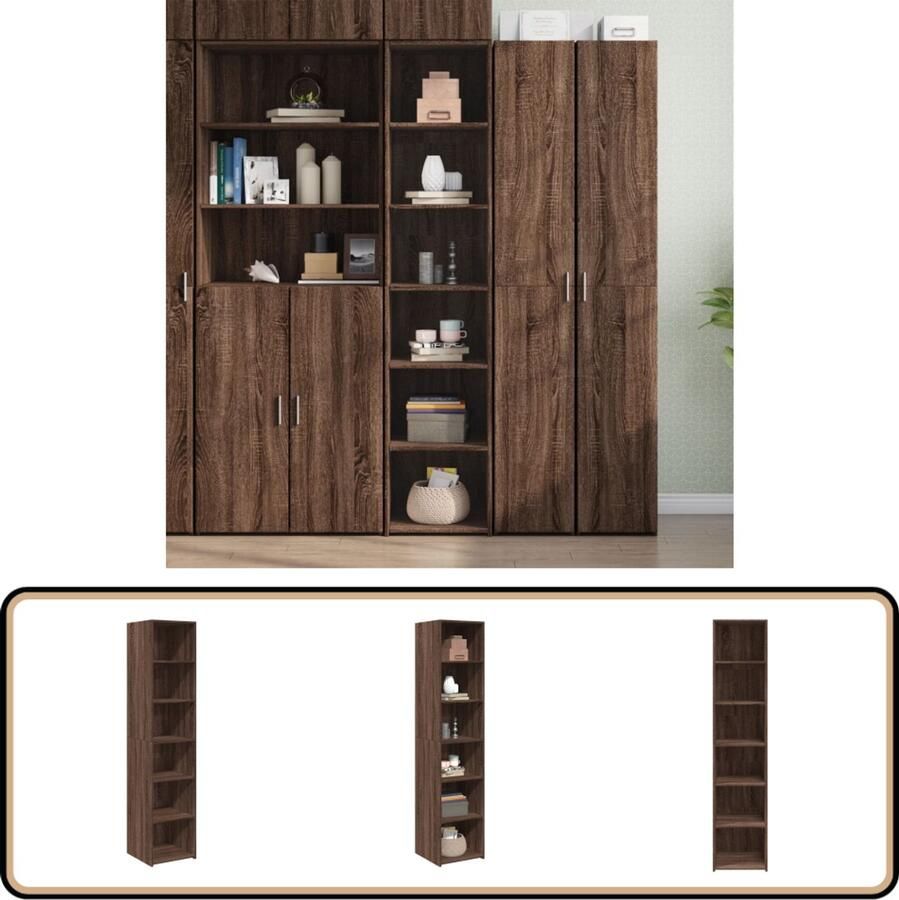 VidaXL Hoge Kast 40x41x185 cm Bruin Eikenhout Hoge Kast Houten Kast Bruine Eiken Kast Opbergkast Woonkamer Kast