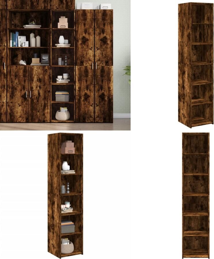 VidaXL Hoge kast 40x41x185 cm bewerkt hout gerookt eikenkleurig Hoge Kast Hoge Kasten Hoog Dressoir Hoge Kast Woonkamer