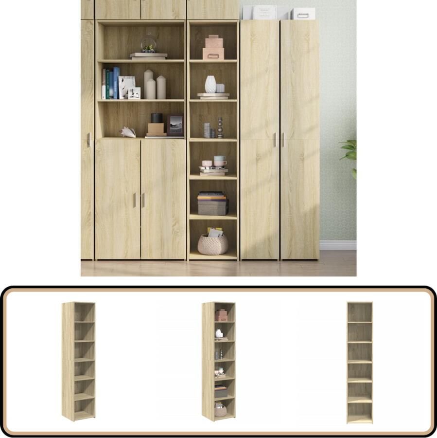 VidaXL Hoge kast Sonoma eiken 40x41x185 cm Hoge Kast Dressoir Opbergkast Houten Kast Sonoma Eiken