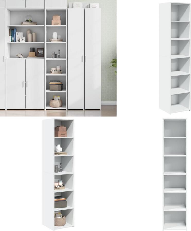 VidaXL Hoge kast 40x41x185 cm bewerkt hout wit Hoge Kast Hoge Kasten Hoog Dressoir Hoge Kast Woonkamer