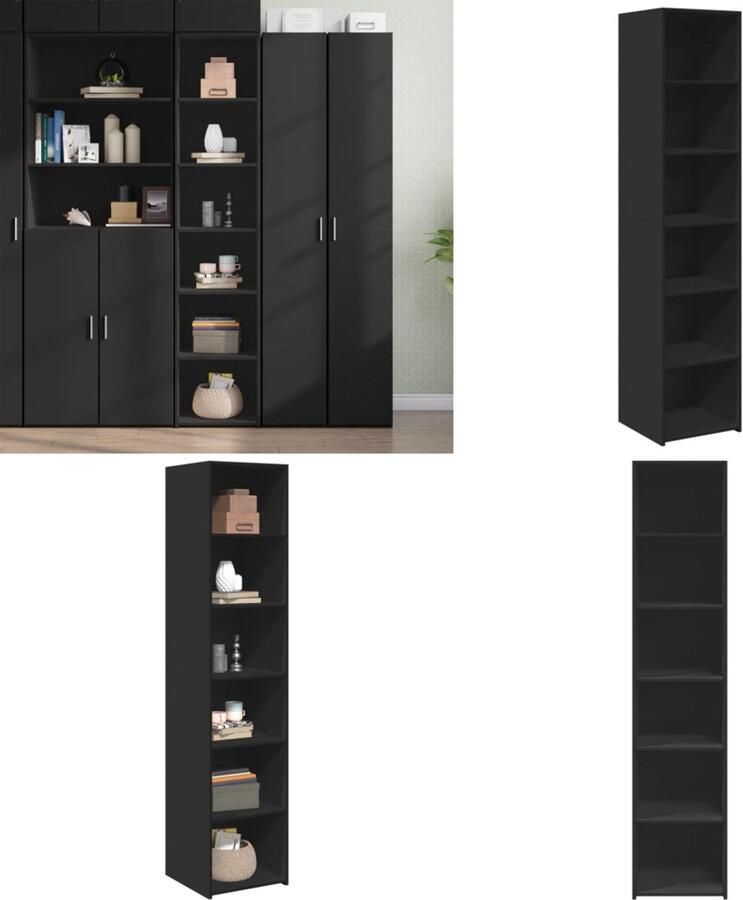 VidaXL Hoge kast 40x41x185 cm bewerkt hout zwart Hoge Kast Hoge Kasten Hoog Dressoir Hoge Kast Woonkamer