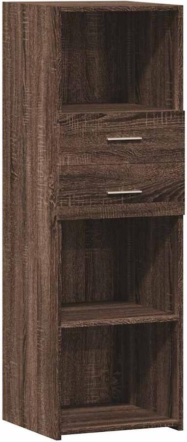 The Living Store Hoge kast 40x42 5x124 cm bewerkt hout bruin eikenkleurig Hoge Kast Opbergkast Houten Kast Scandinavische Design Bruine Eiken Kleur - Foto 2